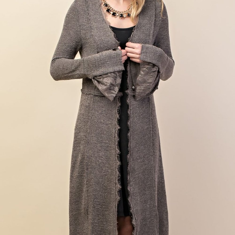 VOCAL BROWN cardigan duster western studded military MAGNOLIA BOHEMIAN WRAP S-3X - Picture 14 of 16